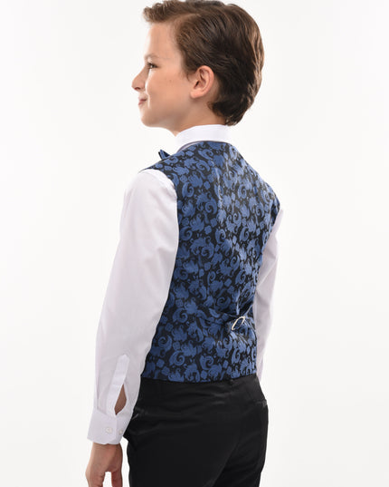 Blue Floral Print Vest & Bowtie