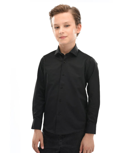Black Solid Dress Shirt