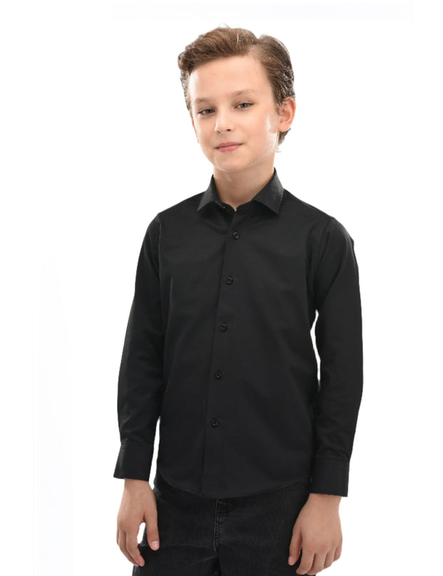 Black Solid Dress Shirt