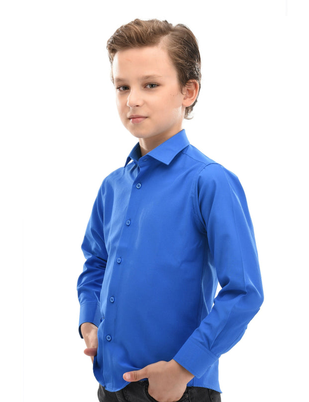 Blue Solid Dress Shirt