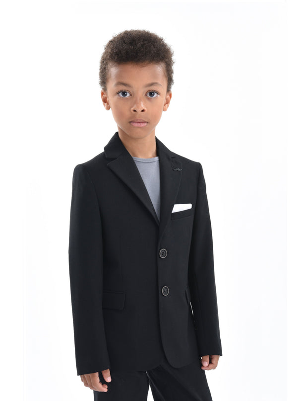 Black Twill Peak Lapel Blazer