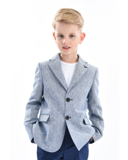 Blue Tweed Peak Lapel Blazer