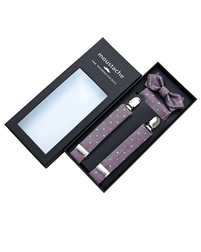 Purple Dotted Suspenders Set