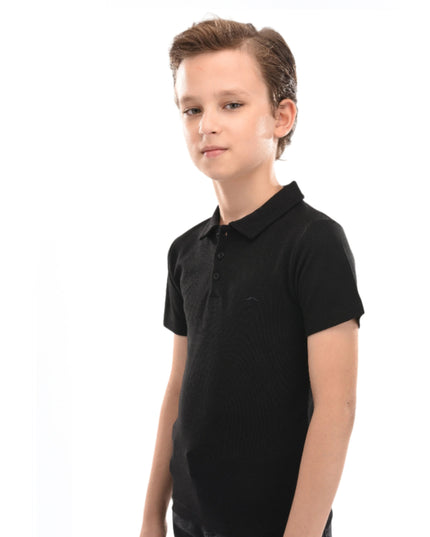 Black Solid Logo Polo