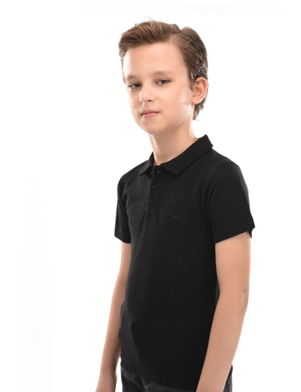 Black Solid Logo Polo
