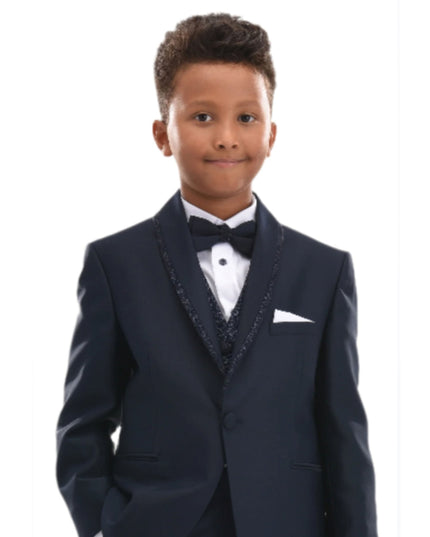 Navy Glitter Trim Suit
