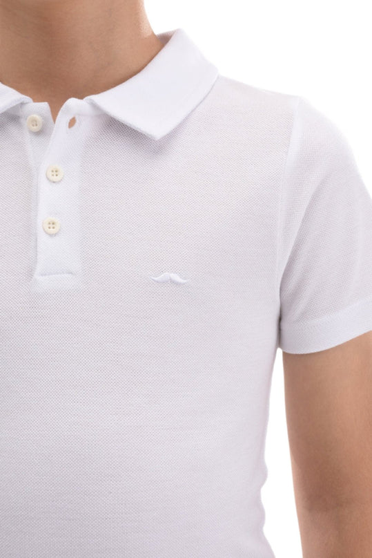 White Solid Logo Polo