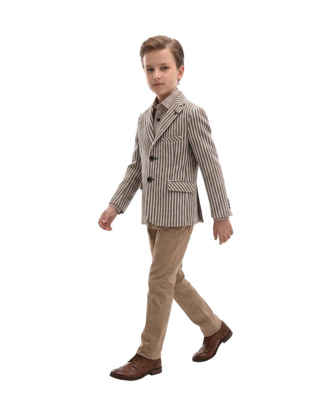 kids atelier moustache Beige Double Striped Blazer