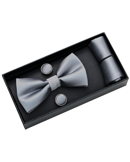 Silver Crosshatch Bowtie set