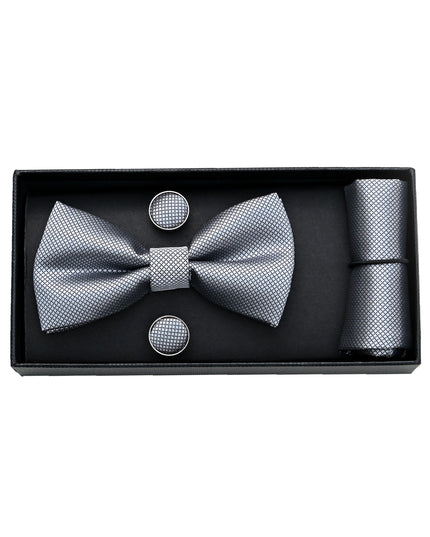 Silver Crosshatch Bowtie set