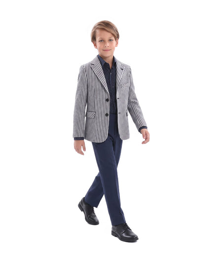 Gray Double Striped Blazer