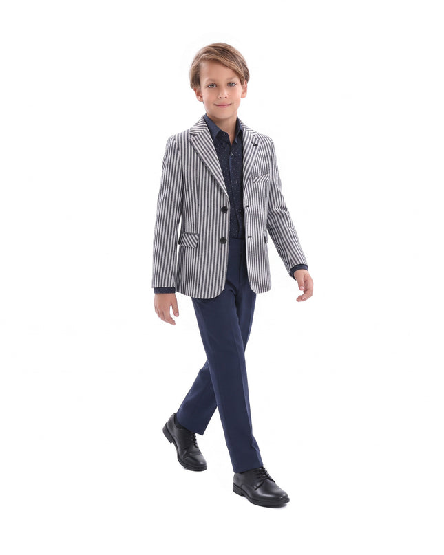 Gray Double Striped Blazer