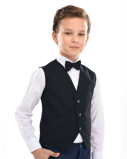 Navy Solid Vest & Bowtie