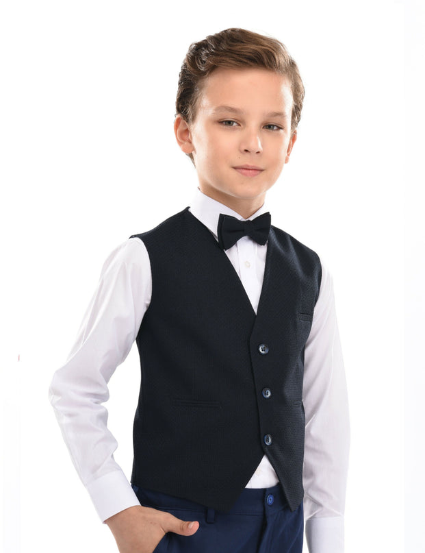 Navy Solid Vest & Bowtie