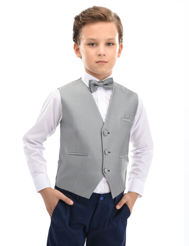 Gray Pin Vest and Bowtie