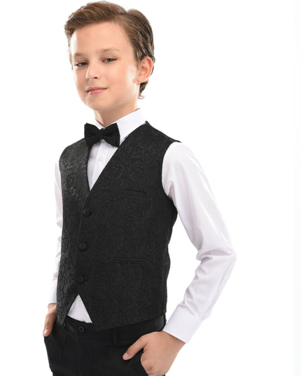 Black Paisley Print Vest and Bowtie