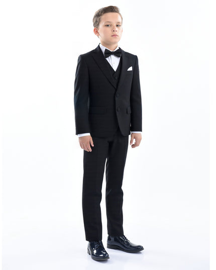 kids atelier moustache Black Peak Lapel Tuxedo Set