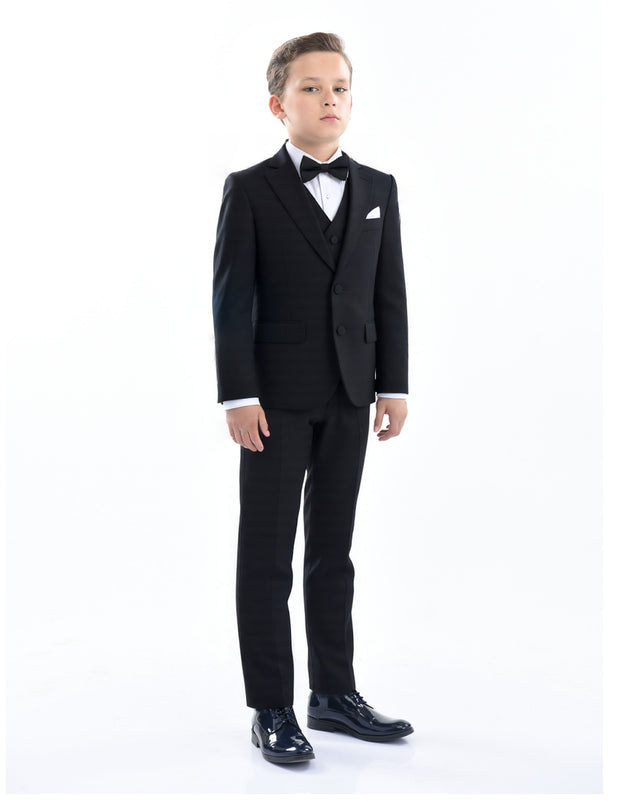 kids atelier moustache Black Peak Lapel Tuxedo Set