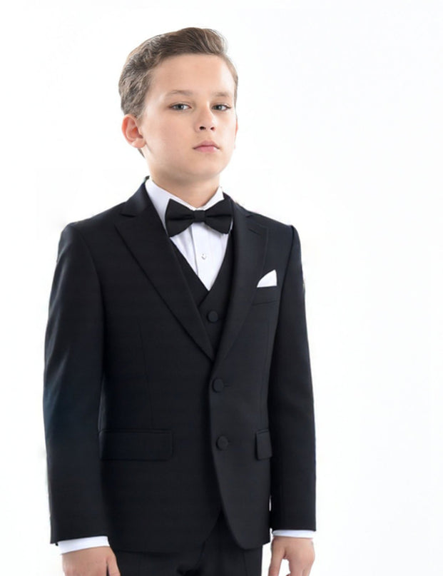 kids atelier moustache Black Peak Lapel Tuxedo Set