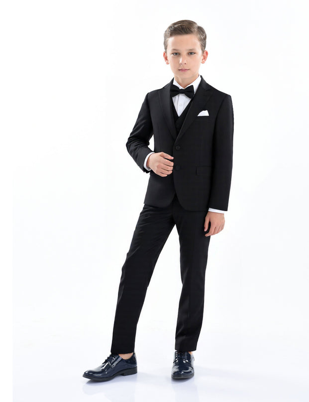 kids atelier moustache Black Peak Lapel Tuxedo Set