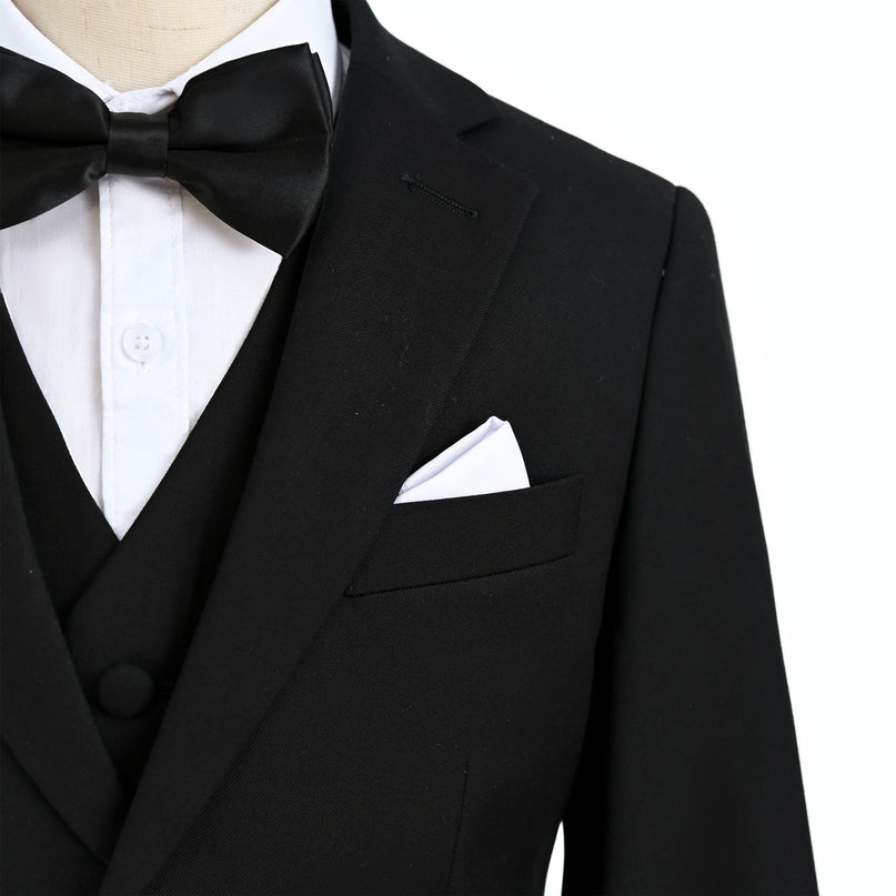 kids atelier moustache Black Peak Lapel Tuxedo Set
