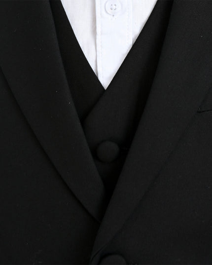 kids atelier moustache Black Peak Lapel Tuxedo Set