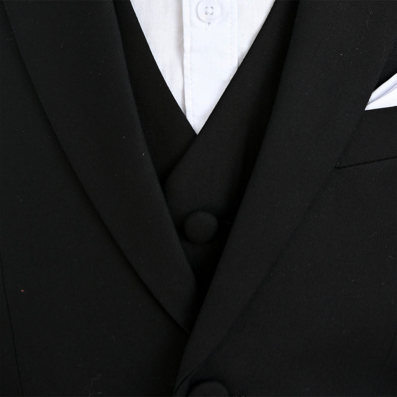 kids atelier moustache Black Peak Lapel Tuxedo Set