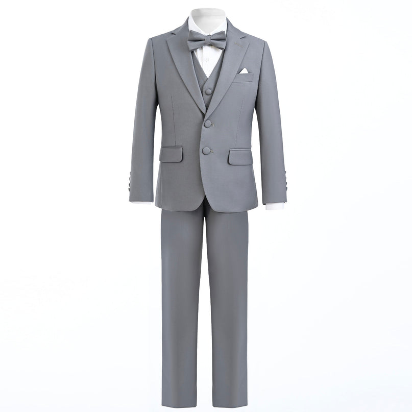 kids atelier moustache Light Gray Peak Lapel Tuxedo Set