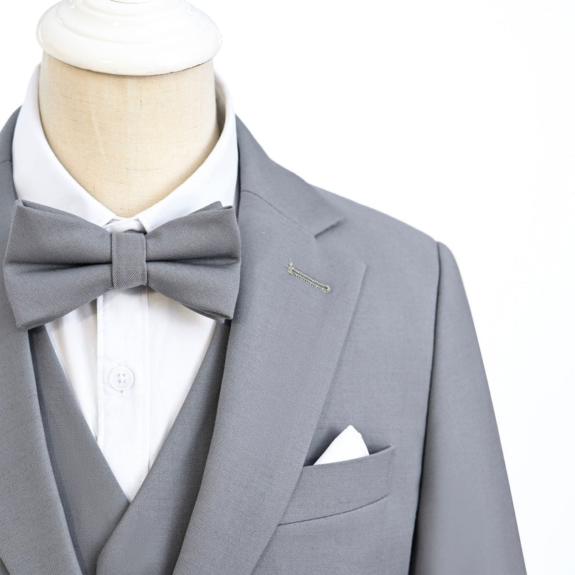 kids atelier moustache Light Gray Peak Lapel Tuxedo Set