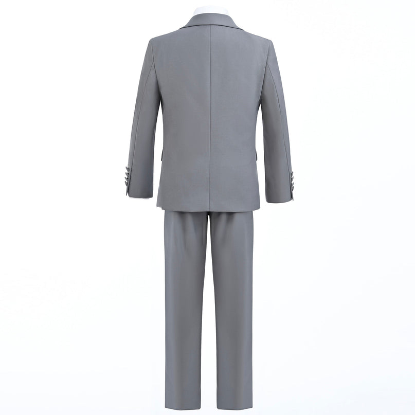 kids atelier moustache Light Gray Peak Lapel Tuxedo Set