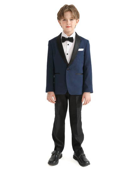 kids atelier moustache Navy Moustache Shawl Lapel Tuxedo Set