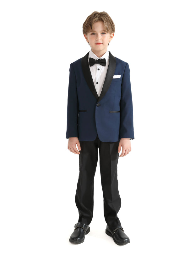 kids atelier moustache Navy Moustache Shawl Lapel Tuxedo Set