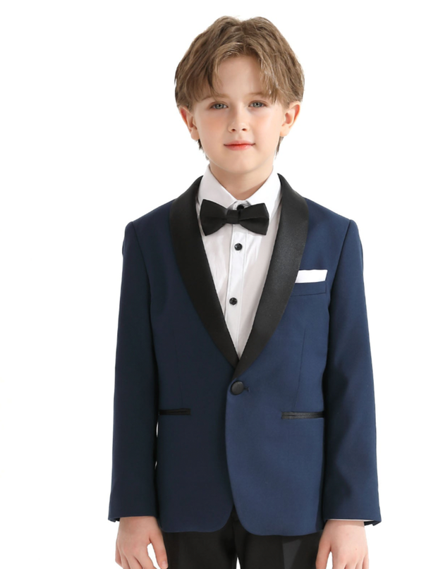 kids atelier moustache Navy Moustache Shawl Lapel Tuxedo Set