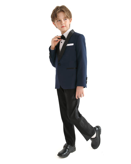 kids atelier moustache Navy Moustache Shawl Lapel Tuxedo Set