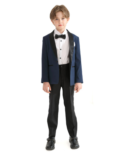 kids atelier moustache Navy Moustache Shawl Lapel Tuxedo Set