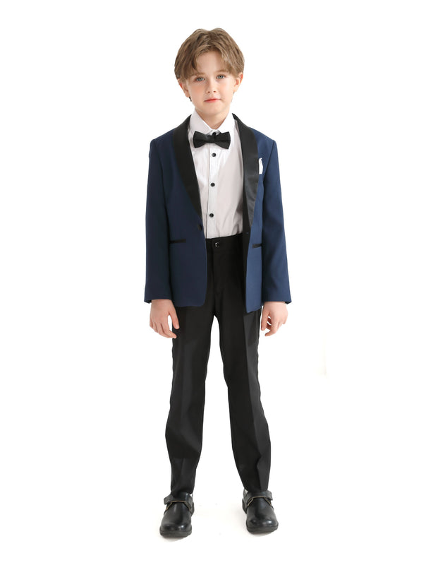 kids atelier moustache Navy Moustache Shawl Lapel Tuxedo Set