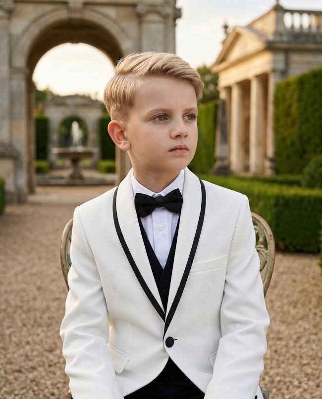kidsatelier-moustache-White-Tuxedo-Set-with-black-Accents