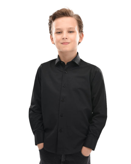 Black Solid Dress Shirt
