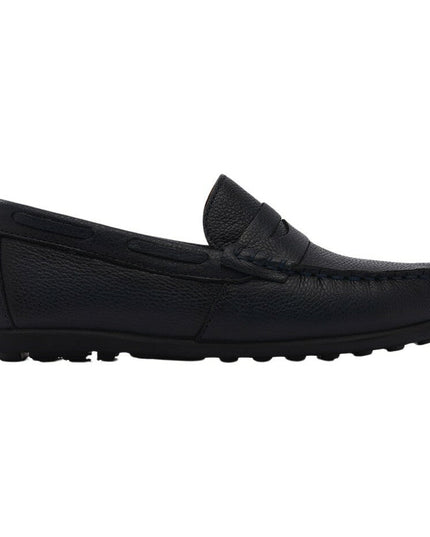 kids atelier moustache Navy Leather Penny Loafers