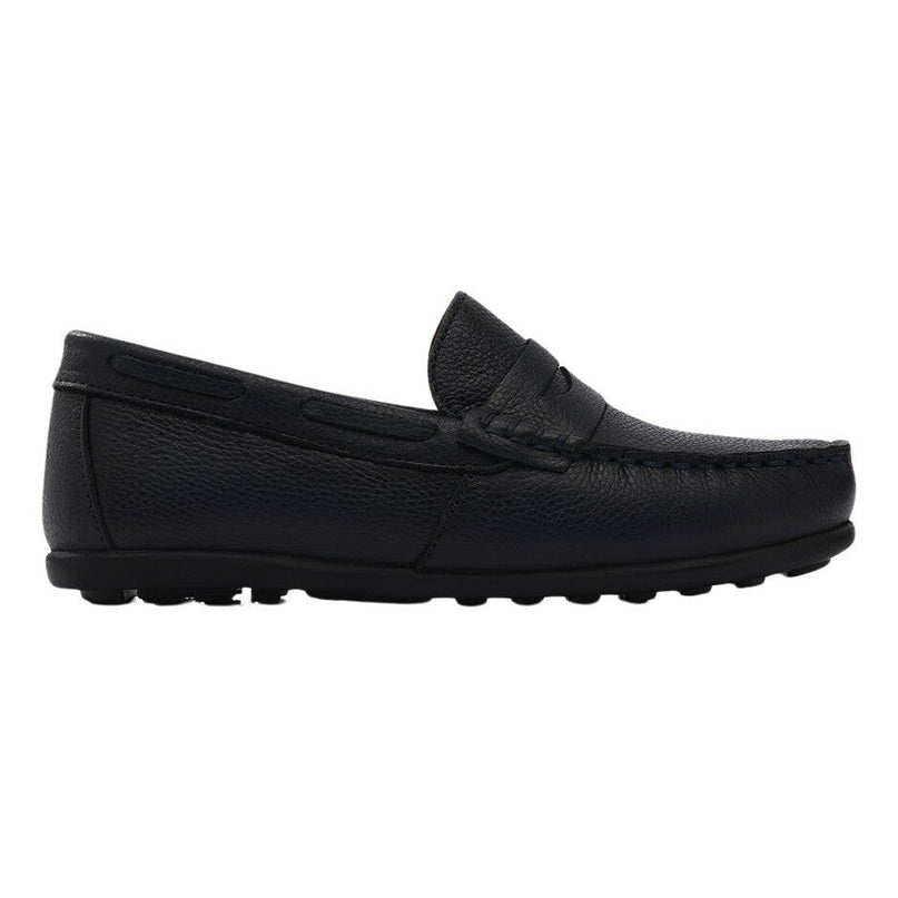 kids atelier moustache Navy Leather Penny Loafers