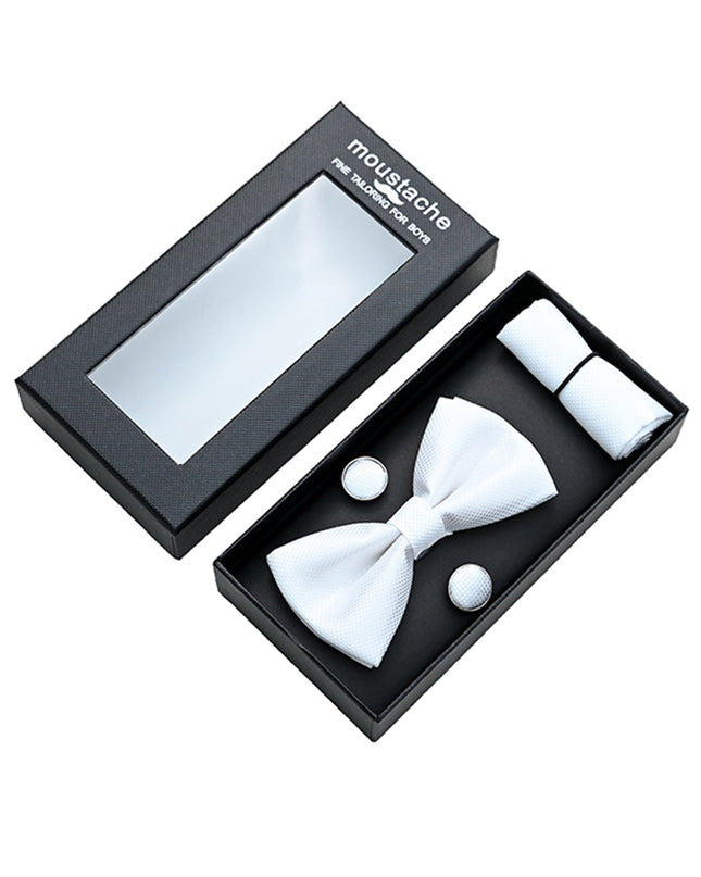 moustache-kids-white-crosshatched-bowtie-cufflinks-square-set-set
