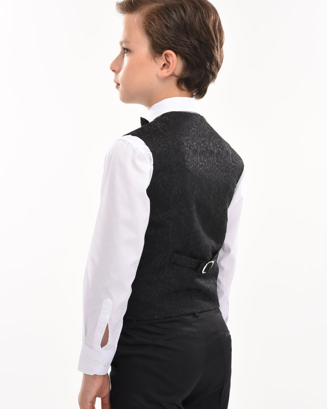 kids atelier moustache Black Nero Floral Vest Outfit Set