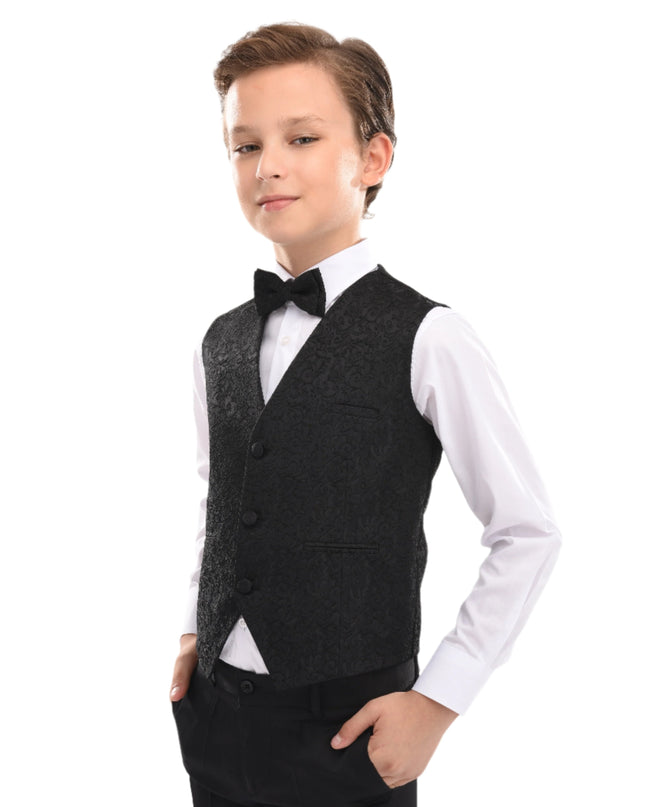 kids atelier moustache Black Nero Floral Vest Outfit Set