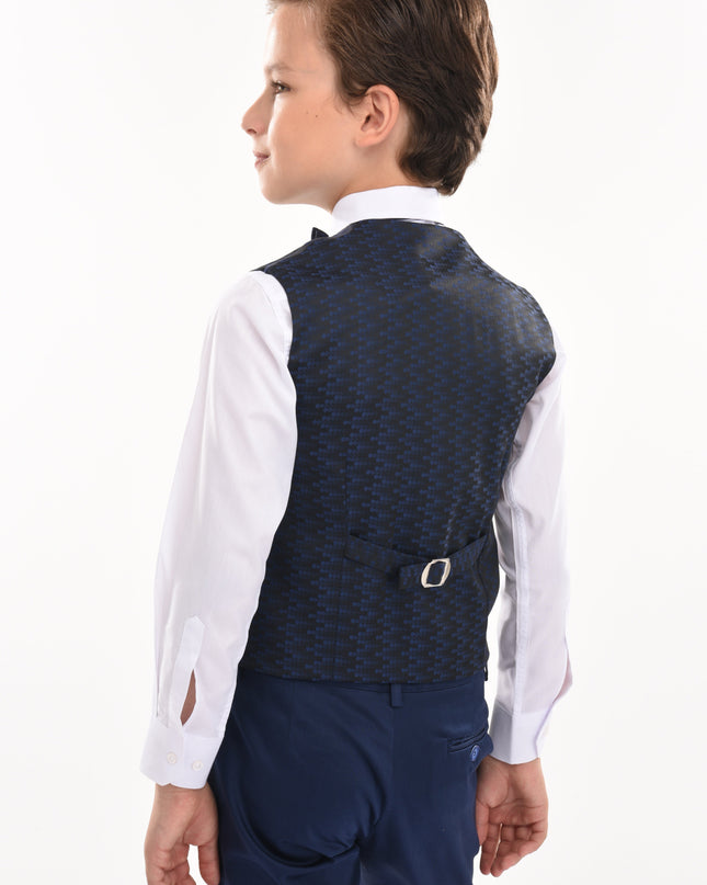 kids atelier moustache Blue Ezio Vest Outfit Set