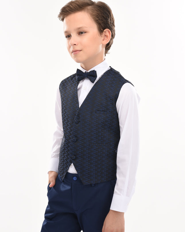 kids atelier moustache Blue Ezio Vest Outfit Set