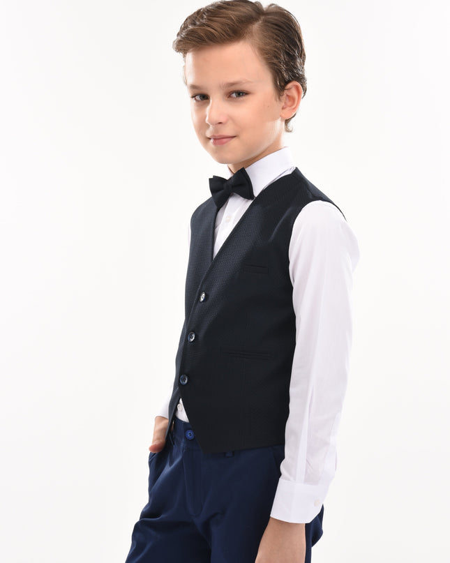kids atelier moustache Navy Benito Vest Outfit Set