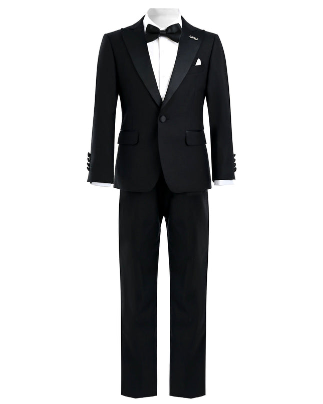 Black Peak Lapel Trim Wool Suit