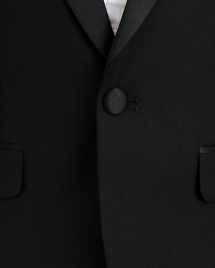Black Peak Lapel Trim Wool Suit