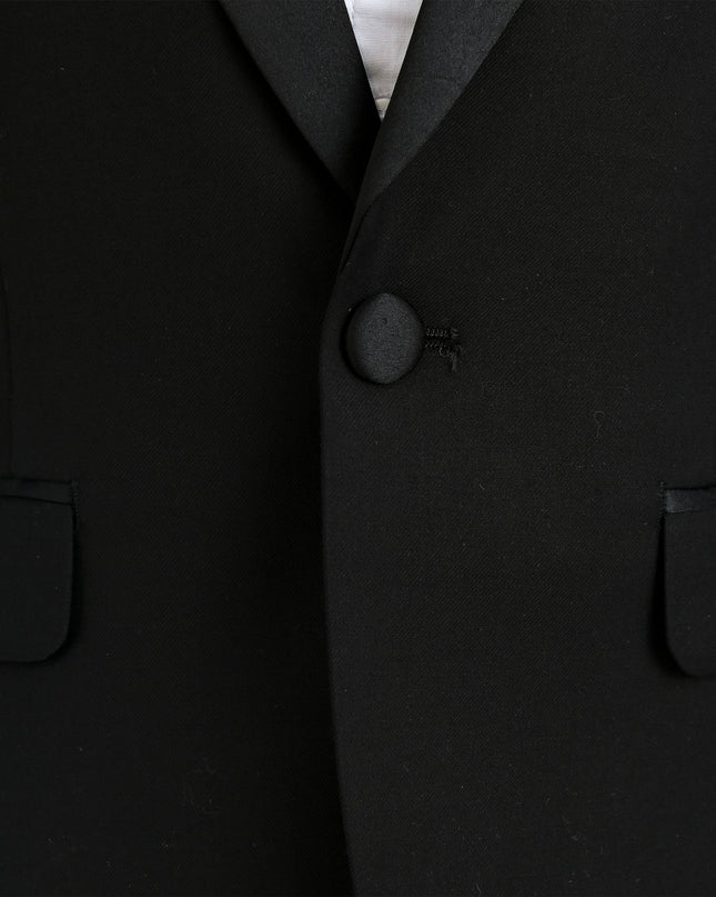 Black Peak Lapel Trim Wool Suit