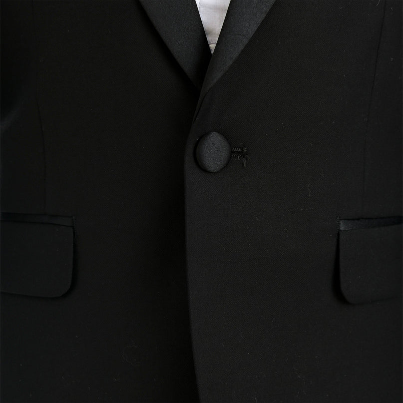 Black Peak Lapel Trim Wool Suit